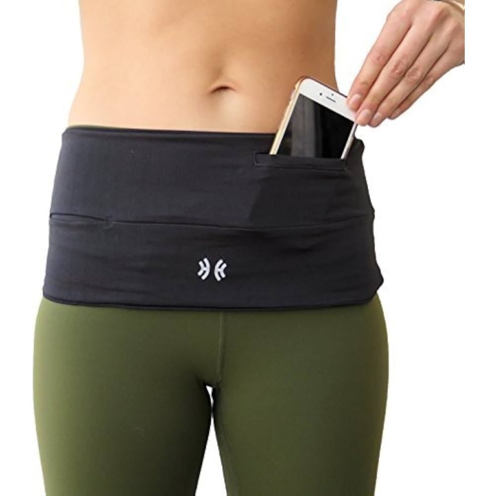 Limber Stretch Money Belt Unisex Black Travel Running Hiking Waist Pack Large